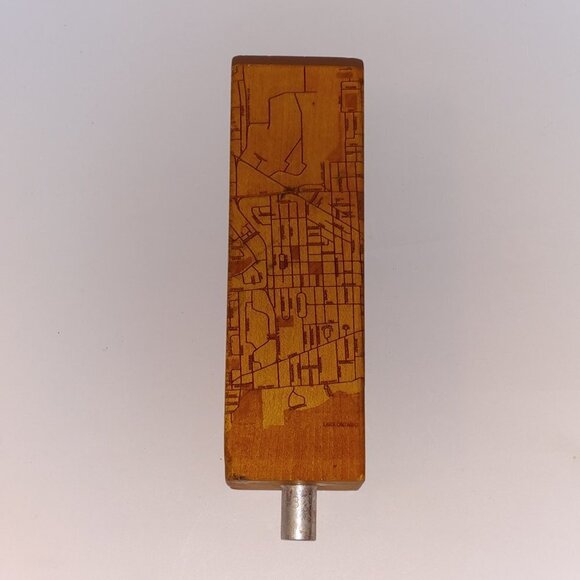 STONE CITY ALES Kingston Ontario Brewery Tap Handle Wood Block Map of Kingston - Picture 5 of 7